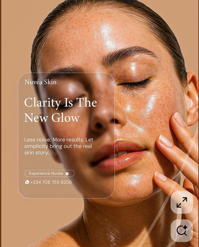 Freckled face with clear, hydrated skin in warm golden light