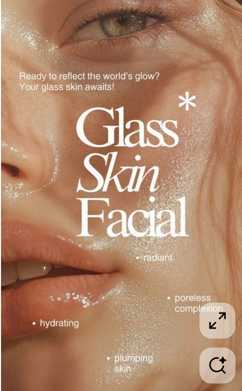 Close-up of a glowing glass-skin complexion with shimmering highlighter